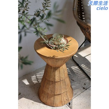 【侘寂風多功能】花架邊幾 小茶几 床頭櫃 沙發邊幾 陽臺茶桌 置物架 中古風設計 實木材質 雙層收納 客廳臥室陽臺適用