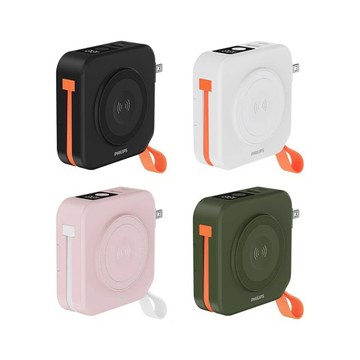 PHILIPS 10000mAh FunCube 2.0多合一螢幕顯示行動電源(磁吸/自帶線/無線/支架) DLP4348C 4色可選