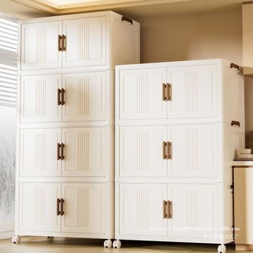 安裝大容量折疊收納家用衣物儲物柜玩具置物架零食多層塑料置物柜