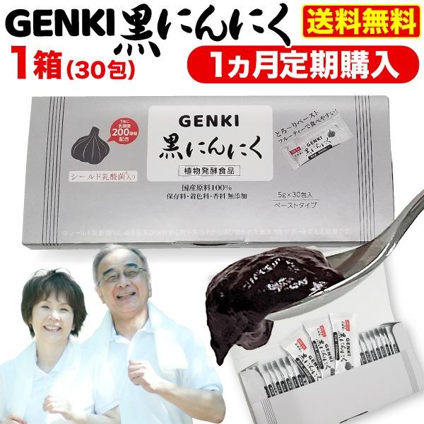 定期購入 GENKI黒にんにく 1箱(5gx30包) 発酵黒生姜 ガシュツ末 梅エキス 野菜酵素 フラクトオリゴ糖 シールド乳酸菌 黒ニンニク 健康 腸活 メール便