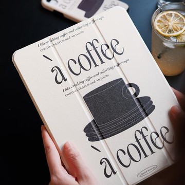 青桃原創咖啡iPad9防彎殼蘋果air5三折亞克力2022pro11復古保護套