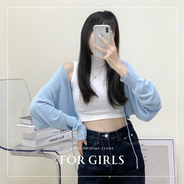 「FOR GIRLS」前綁帶針織罩衫 短版 外套