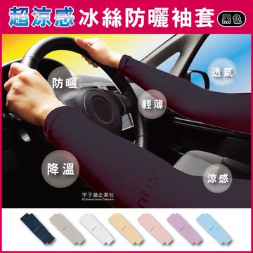 AQUA.X-冰絲超涼感輕薄透氣防曬袖套-無指孔款黑色(勁涼戶外運動版)