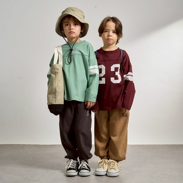 petit main 童裝【防汙・快乾】鬆緊長褲【BR】【日本直接出貨】