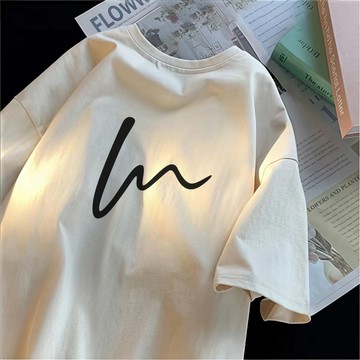 【夏季T恤】簡約印花 情侶款  100%純棉  寬鬆短袖T恤女  oversize大尺碼女生上衣  上身巨舒服  ZD