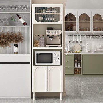 台灣公司 電器櫃 法式餐邊櫃高櫃一體奶油風客廳櫃子收納儲物櫃置物櫃廚房微波爐櫃S051快速出貨