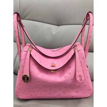 鴕鳥皮琳迪包26進口鴕鳥皮女包真皮手提包時尚單肩包林迪女士包包