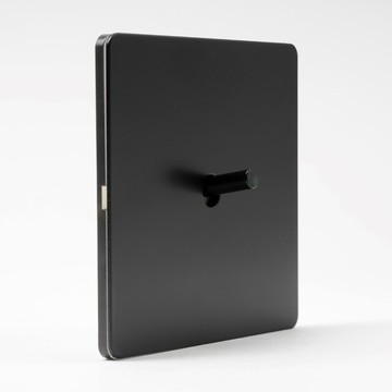 PIALT 黑色短桿拉絲啞光家用開關復古撥桿插座面板墻壁暗裝單開