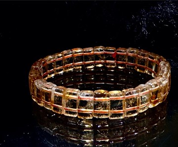 Nuwn 財富之流。 黃水晶 手排 手環 手鏈 /鈦金 招財 太陽神經叢