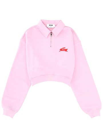 msgm "follow the rabbit" collared sweatshirt