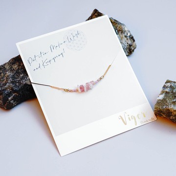 預訂【粉晶、草莓晶】天然碎石水晶米珠手鏈