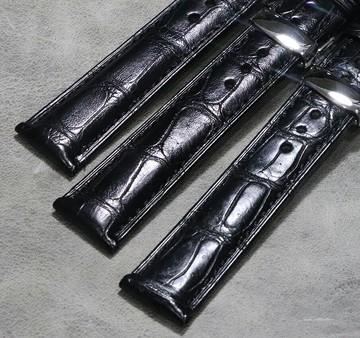 優樂悅~手工細膩真皮質20mm21mm22mm腹部竹節紋美洲鱷魚真皮表帶定制