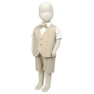 akachan honpo - 短袖襯衫+背心+短褲-淺卡其色