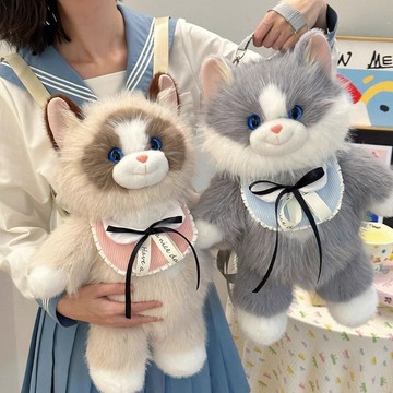 🐈仿真會跑步的貓咪包包｜可背式萌寵雙肩包 🎒療癒絨毛公仔伴遊 可愛跑步布偶貓咪背包 仿真玩偶 雙肩包 毛絨玩具 禮物