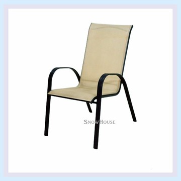雪之屋 鐵製高背沙網椅(深灰管米白、紅網)/休閒椅/戶外椅/涼椅 S10A164