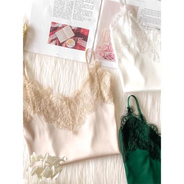 睫毛蕾絲小吊帶背心女夏季西裝內搭打底白色緞面外穿性感美背上衣