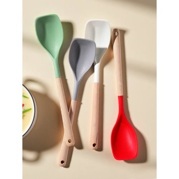 硅膠鏟加長鍋鏟不粘鍋專用炒菜鏟子家用食品級耐高溫炒勺湯勺廚具