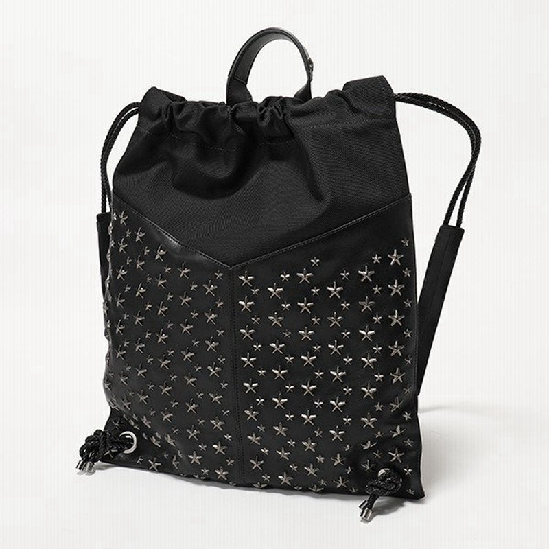 Jimmy Choo ジミーチュウ Marlon Bls ウーブンナイロン レザー スタースタッズ ナップサック 手提げバッグ リュック Black Gunmetal 鞄 メンズ 通販 Lineポイント最大0 5 Get Lineショッピング