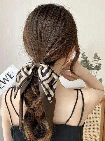 新款法式飄帶蝴蝶結頭飾發圈發繩發帶女碎花綁發氣質扎馬尾頭繩mc