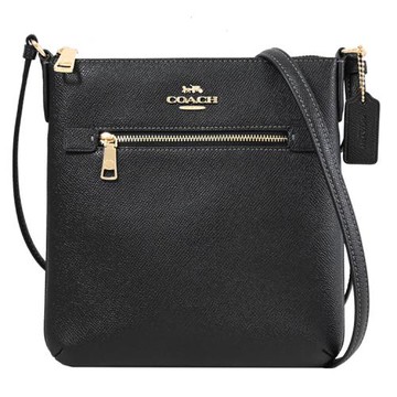 COACH CE871 馬車LOGO荔枝防刮皮革斜背包.黑