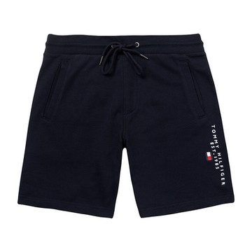 TOMMY 熱銷刺繡文字Logo運動休閒棉短褲-深藍色