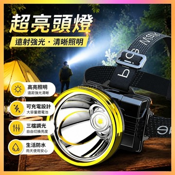 ✨臺灣出貨✨ LED頭燈強光遠射可充電防水超亮頭戴式礦燈超長續航手電筒 4F3M