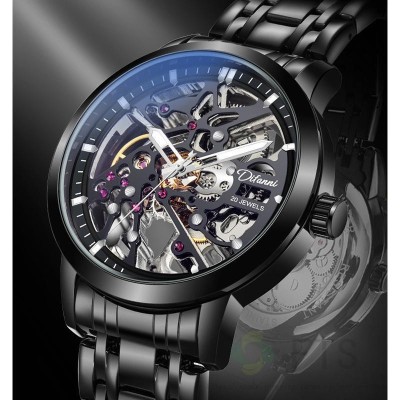 【送料無料】◆ SOKI社メンズ腕時計 自動巻き ブラック黒本革　/520