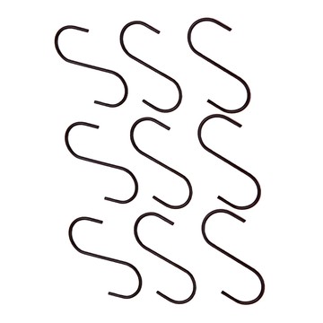 E.City 免釘多功能不鏽鋼門後S型掛勾  黑色  9個