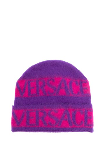 versace beanie logo stripes