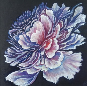 白牡丹畫作 原創藝術 花卉油畫 畫布花卉藝術品