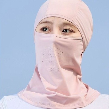 🥇透氣冰絲護臉頭套 女款戶外騎行防曬面罩 全包護頸 抵擋紫外線薄款帽