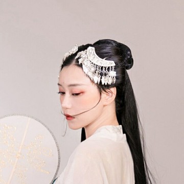 古風步搖簪古裝漢服配飾新娘舞臺發飾頭飾葉片流蘇苗銀發簪發釵
