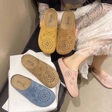 洞洞包頭半拖鞋女2025年夏季博肯新款外穿厚底休閑涼拖鞋百搭軟底