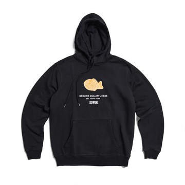 EDWIN 東京散策系列 鯛魚燒連帽長袖T恤-男女款 (黑色)