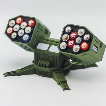 無用良品 砲台造型電池盒 3號4號電池收納盒｜旋轉發射架造型 創意趣味收藏盒 解壓玩具 軍迷禮物 生日禮物 交換禮物