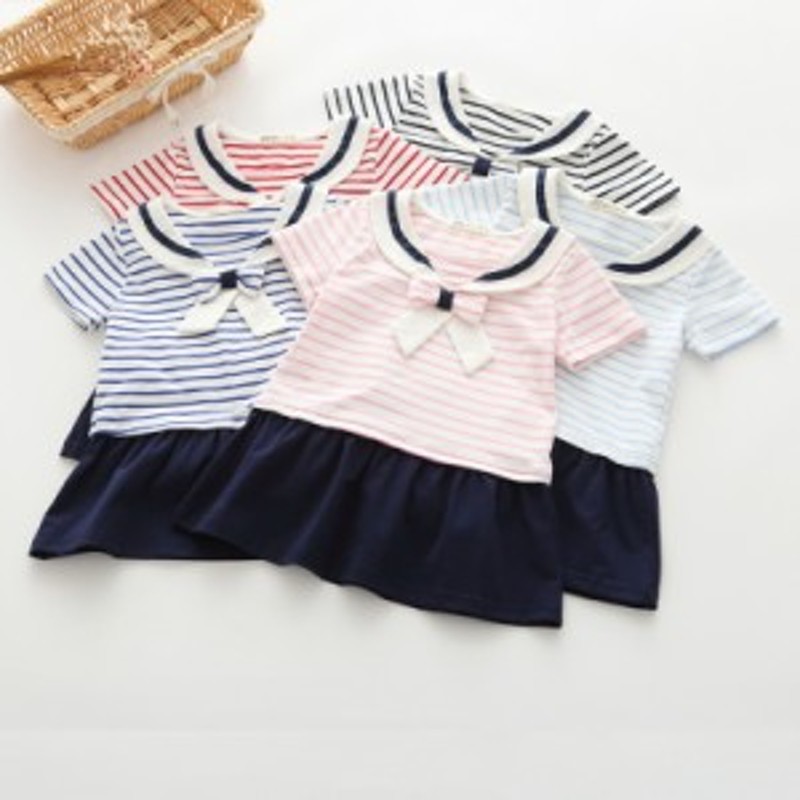 子供服 ボーダー セーラー ワンピース 女の子 半袖 夏服 キッズ ワンピ 90 100 110 1 130 通販 Lineポイント最大1 0 Get Lineショッピング
