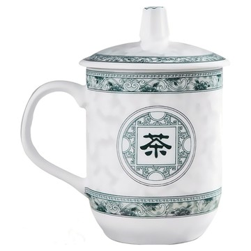 AHOYE 景德鎮帶蓋陶瓷杯/茶杯 13 x 7.5 x 7.5cm  1個  景德鎮