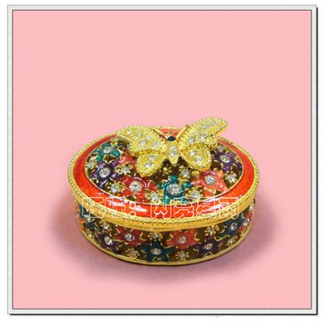 彩繪鑲鉆工藝鏤空盒擺件桌面車內裝飾擺設品 蝴蝶小禮盒 3色可選