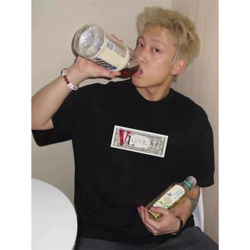 VLONE BWCJ 小眾潮牌美金印花美式寬松情侶純棉短袖T恤衫男女夏季