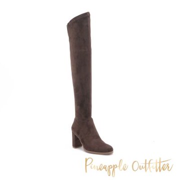 Pineapple Outfitter-LAVE 激瘦長腿斜口膝上靴-絨咖色