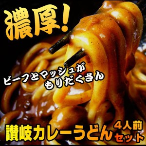 送料無料 うどん 特選ビーフにマッシュ業務用　濃厚！カレーうどん 4人用＿讃岐うどんお中元 お歳暮　母の日 父の日 冠婚葬祭等におすす