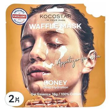 KOCOSTAR 鬆餅格精華液面膜 蜂蜜 深層保水 38ml  1片  2片