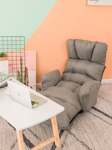 紫葉懶人折疊沙發椅臥室陽臺飄窗簡約休閑靠背躺椅單人沙發榻榻米