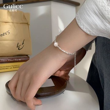 【Gulicc】古莉可  不規則 碎銀子 珍珠 手鍊(首飾 飾品 手鍊 手環 手鍊 手繩 情人節 母親節 七夕 生日禮物)