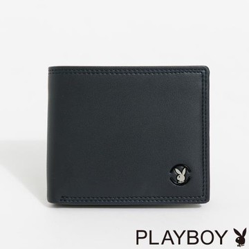 PLAYBOY - 短夾附零錢袋  Prestigious系列 - 深藍色