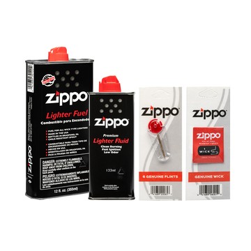 Zippo 【官方授權店】豪華耗材組-133ml專用油+355ml專用油+打火石(6顆入)+棉蕊(1條入)
