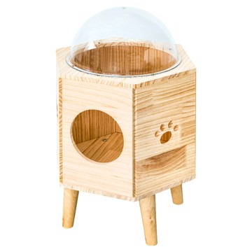 毛孩的秘密生活 太空艙貓屋 貓跳台 貓爬架 貓咪別墅  木色 + 透明  1個