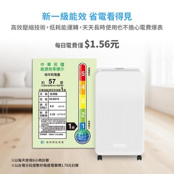 【DIKE】】6公升/日一級節能除濕機 HLE810WT