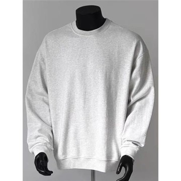 花灰色圓領無帽衛衣男春秋款美式復古重磅cleanfit長袖內搭打底衫