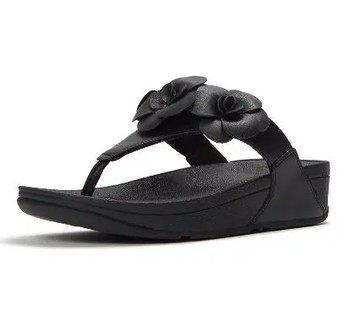 【fitflop】LULU 花朵夾腳涼鞋-黑色
